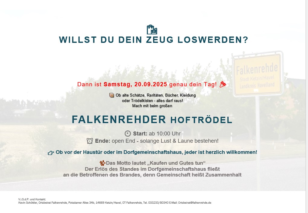 Hoftrödel 20.09.2025 Stand am Dorfgemeinschaftshaus Erlöse für die Brandgeschädigten